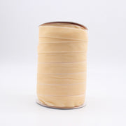 Beige Household Portable Solid Color Velvet Ribbon spool, soft neutral tone perfect for rustic weddings, crafts, and gift wrapping.