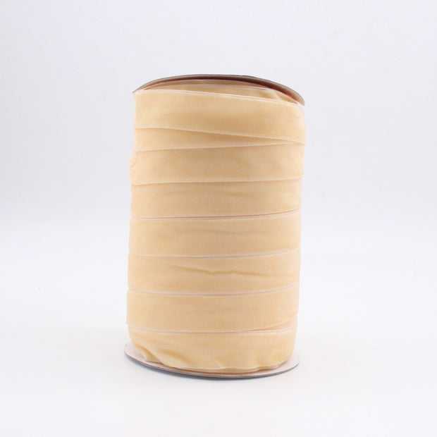 Beige Household Portable Solid Color Velvet Ribbon spool, soft neutral tone perfect for rustic weddings, crafts, and gift wrapping.