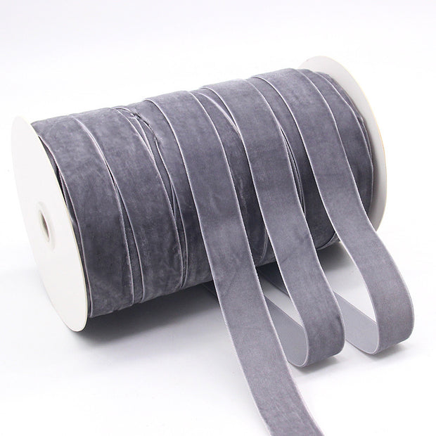 Gray Household Portable Solid Color Velvet Ribbon spool, modern and neutral for elegant crafts, gift wrapping, and home décor.