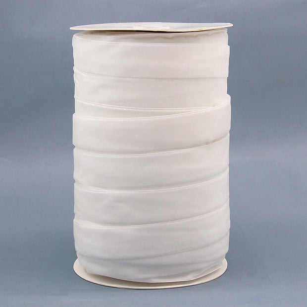 Large spool of white Household Portable Solid Color Velvet Ribbon, ideal for bulk crafting, event styling, and home décor.