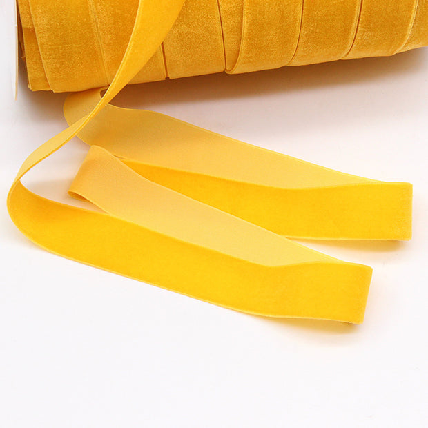 Yellow velvet ribbon from the Household Portable Solid Color Velvet Ribbon collection, great for home décor and creative projects.