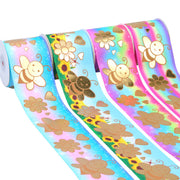 Shiny bronzing printed ribbon with ribbed texture for fashion accessories