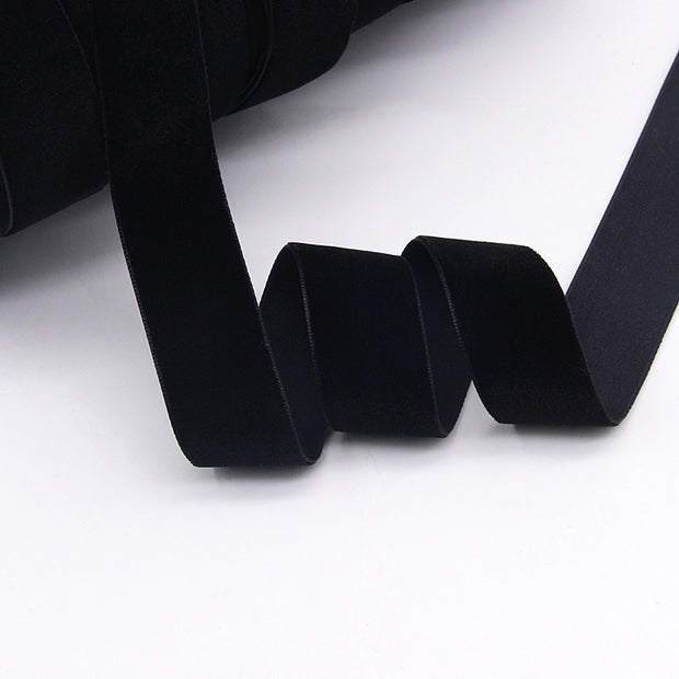 Black Household Portable Solid Color Velvet Ribbon roll, sleek and classic for luxury packaging, crafts, and formal decorations.